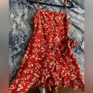 Red and White Wrap Dress